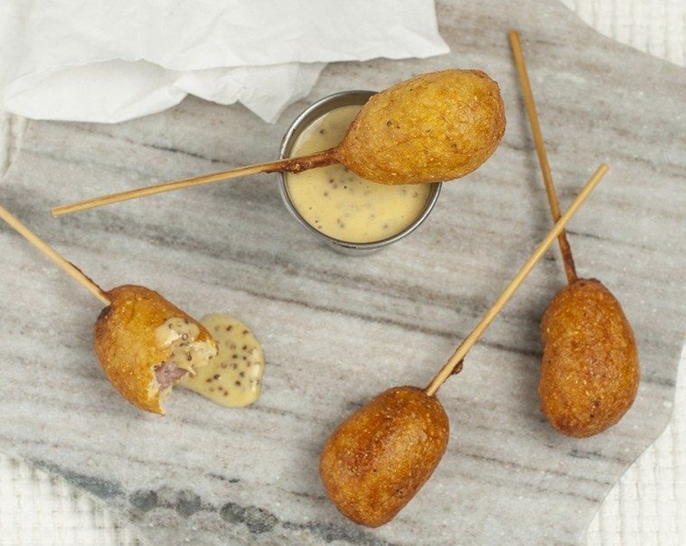 Mini Corndogs with Creamy Honey Mustard