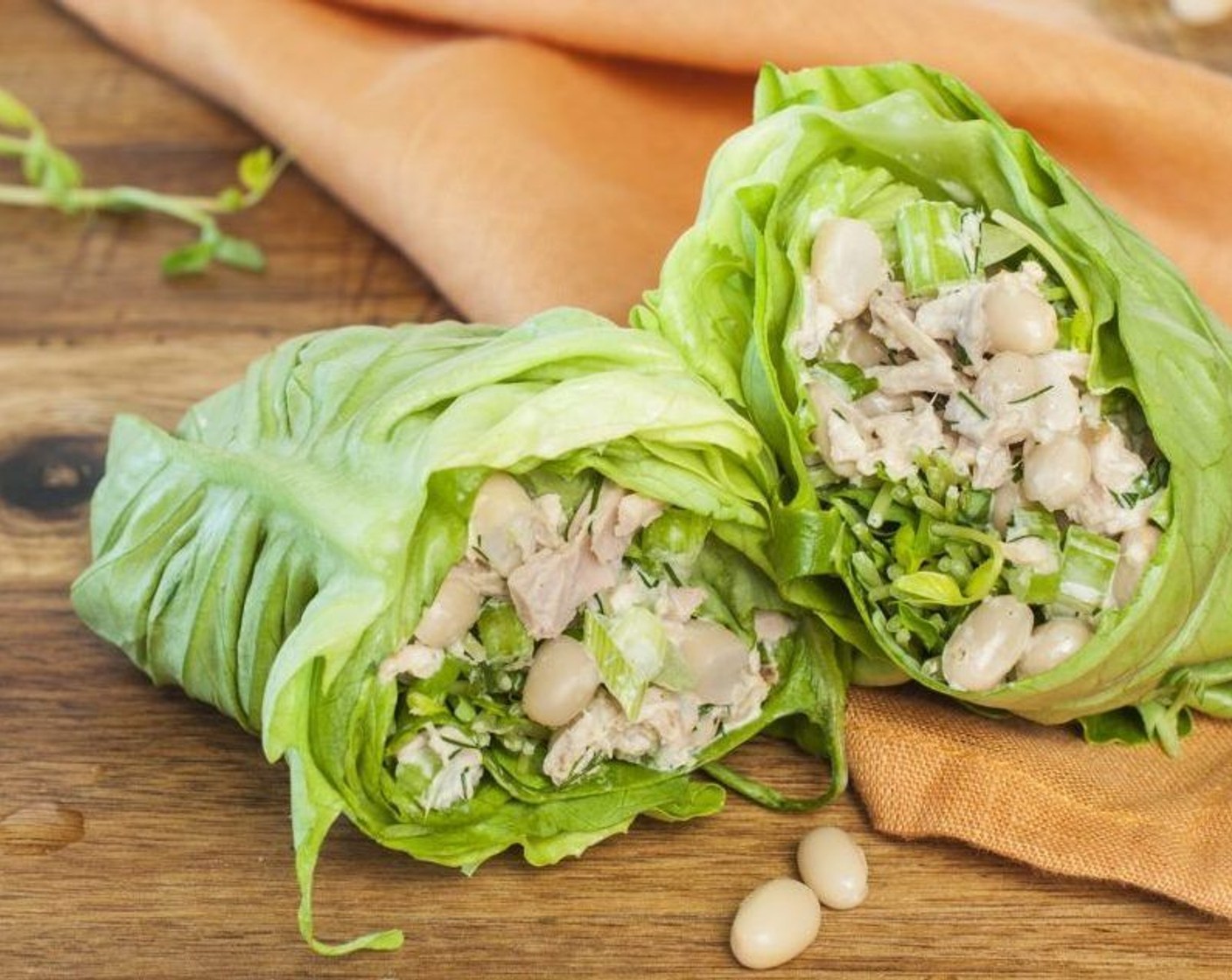 Zesty White Bean and Tuna Lettuce Wraps