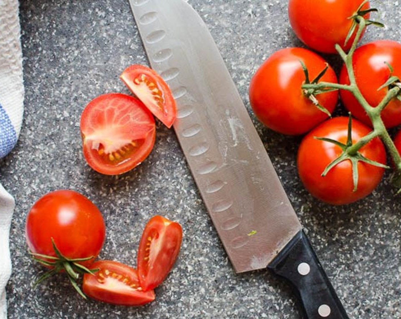 step 4 Cut the Campari Tomatoes (4) into bite sized wedges and add to the zucchini. Separate the onions into rings and add them to the salad. Cut the corn off the cob and transfer to the salad. Add the Queso Fresco (3/4 cup) toss into the salad.