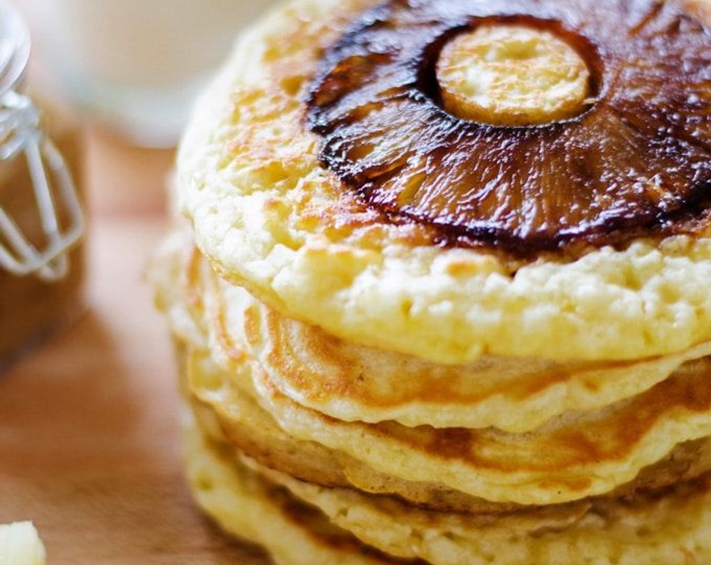 Pineapple Upside Down Pancakes with Coconut Syrup
