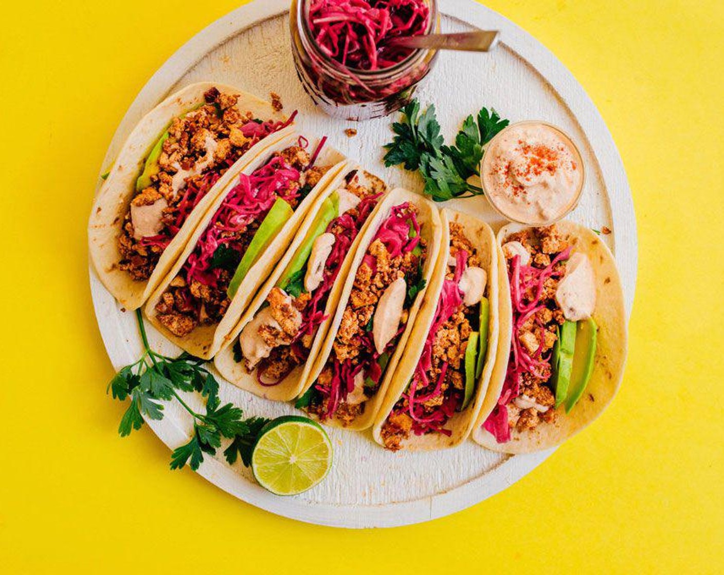 Soyrizo Tacos with Adobo Crème