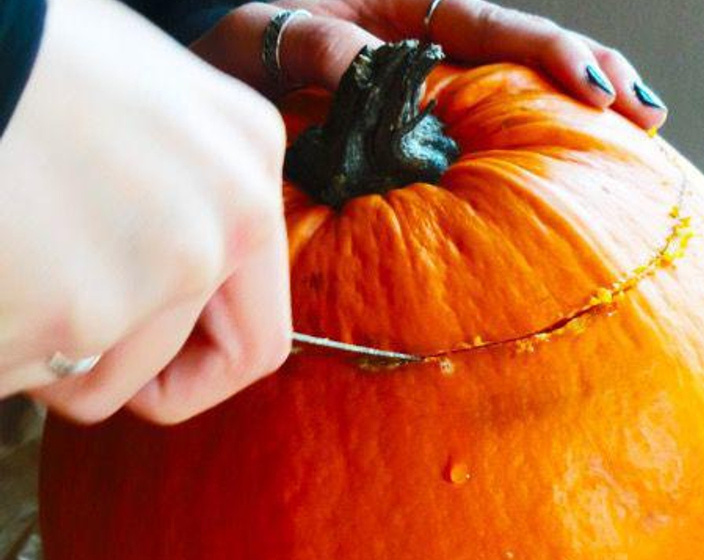 step 1 Using the lid of the cool whip, trace a circle around the top of the Pumpkin (1). Use your nifty pumpkin carver and carve a circle. Check to see if the cool whip tub fits, otherwise you may need to carve some more!