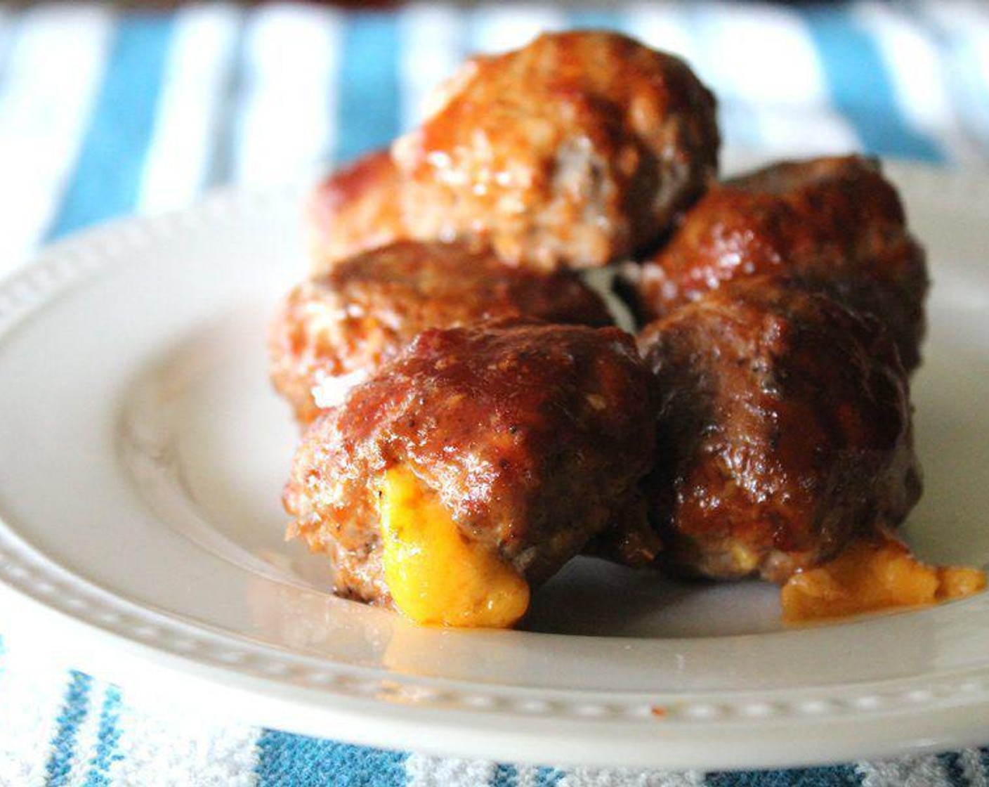 BBQ Cheddar Stuffed Meatballs