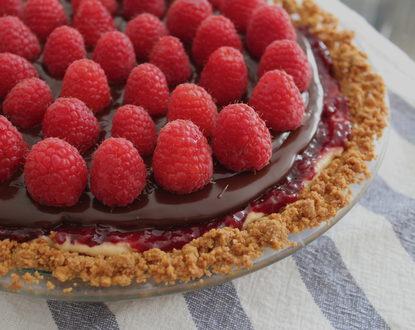 step 10 Arrange the Fresh Raspberries (2 cups) on the ganache in concentric circles. Chill the pie for at least 2 hours.