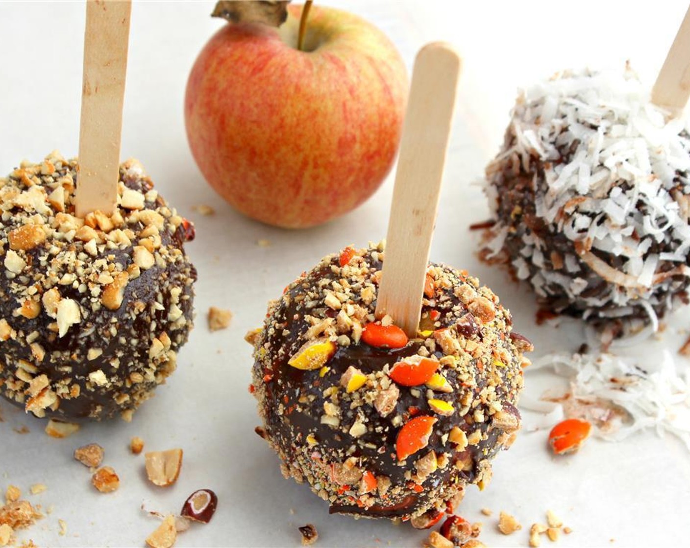 step 5 Place coated apples onto wax paper and then chill until chocolate is set.