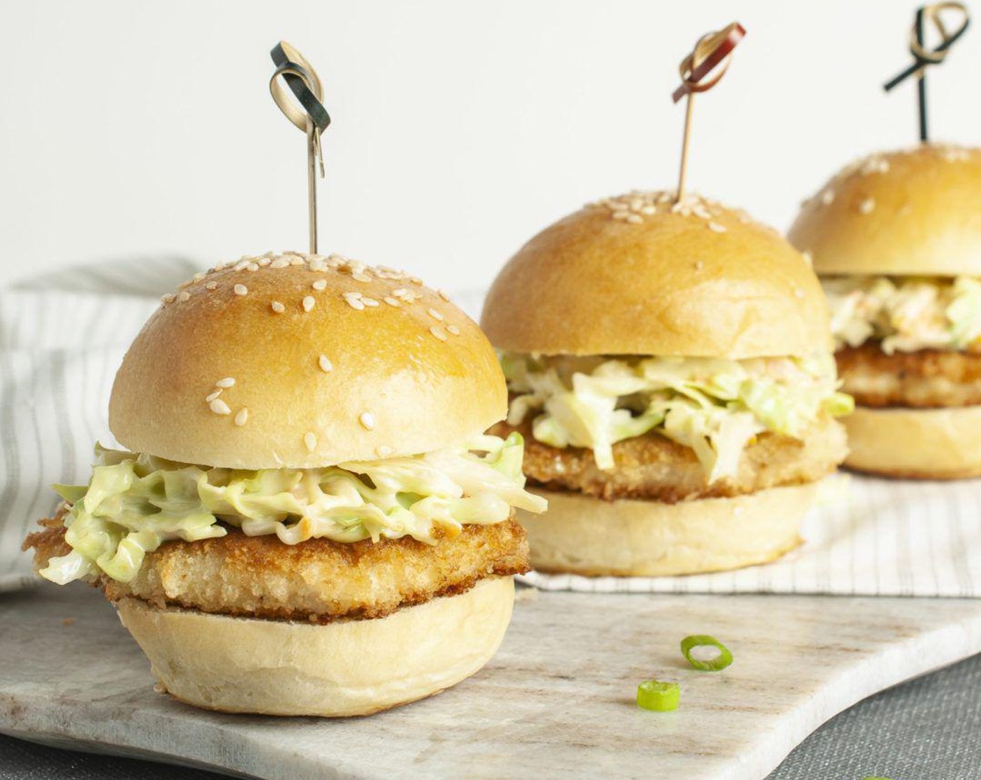 Crispy Chicken Sliders with Wasabi Slaw