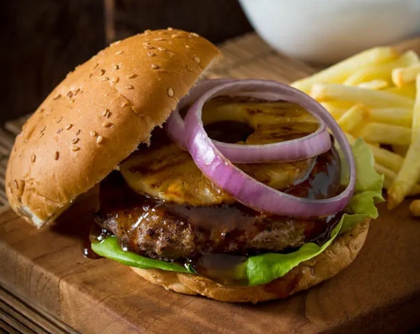 Spicy Teriyaki Burger with Grilled Pineapple