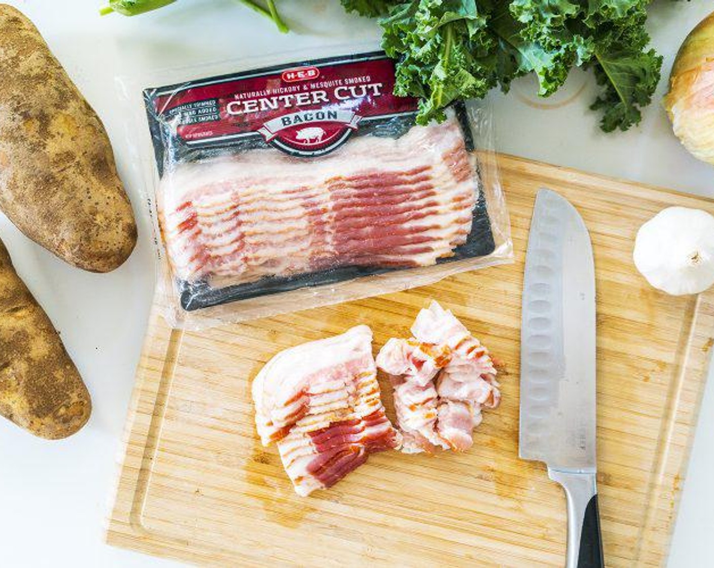 step 3 Chop Bacon (8 slices) into small pieces and add to the pot. Fry until crispy. Remove bacon and set aside in a small bowl. Optionally, remove some of the bacon drippings.