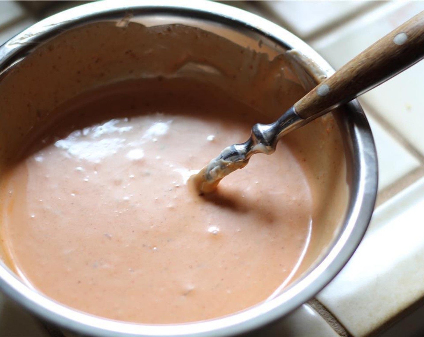 step 6 Combine the Ketchup (1 cup), Mayonnaise (1 cup), chopped Chipotle pepper, 1/2 tablespoon of Baby's Spice, and yellow Yellow Mustard (1/2 tsp) in a bowl. Refrigerate until needed.