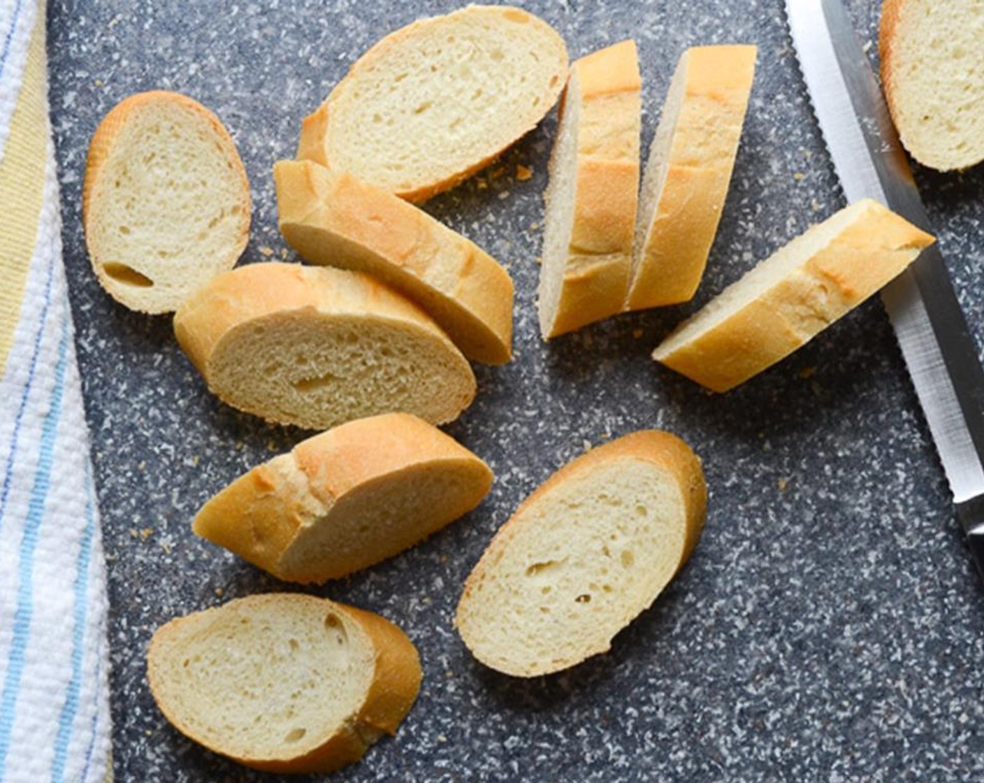 step 6 Slice the Baguette (1) into 1/2-inch thick rounds.