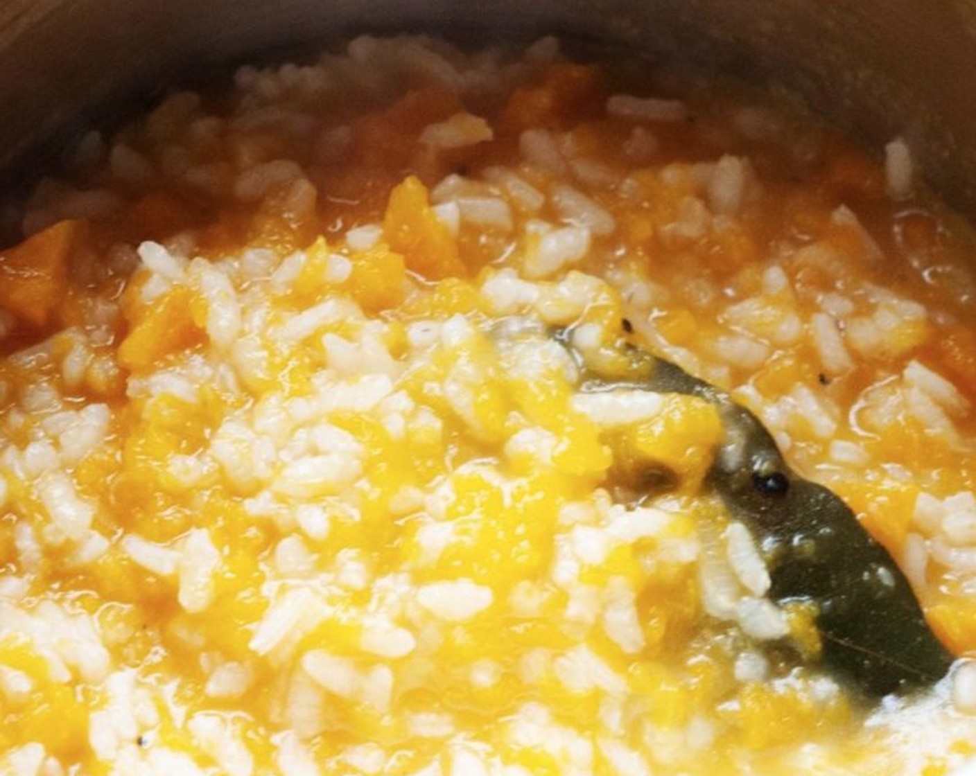 step 3 Add Pumpkin (1 cup), Sage Leaves (2), Salt (to taste) and Ground Black Pepper (to taste), and just enough Water (to taste) to cover the rice. Bring to a simmer, cover with a lid and let it cook, stirring occasionally until rice is fully cooked. Add more water if needed.