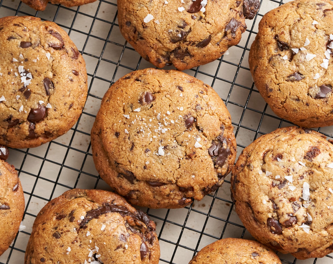step 10 Take out of the oven, sprinkle Sea Salt Flakes (1 tsp) over the top, and let the cookies sit on the baking sheet for 10 minutes. Then transfer the cookies to a cooling rack, and let cookies cool completely.