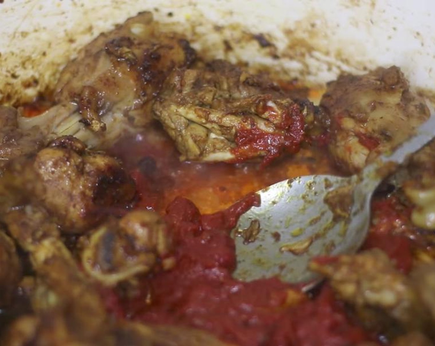 step 5 If the chicken is not cooked through, add a few tablespoons of water. Once the chicken is fully cooked, add Tomato Paste (1/4 cup) and Water (1 cup), mixing until well combined.