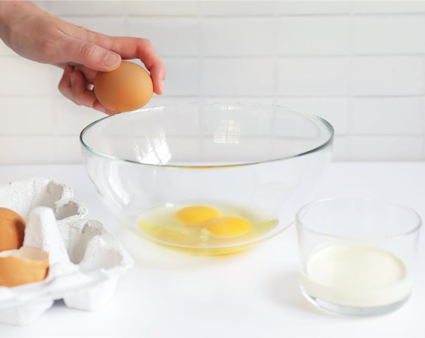 step 1 Crack Eggs (3) into a bowl.