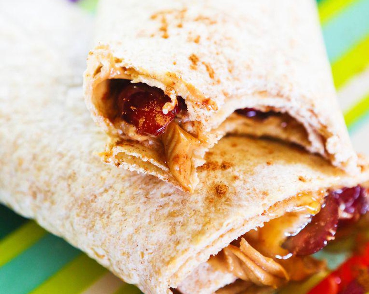 Peanut Butter and Honey Wraps with Grapes and Cinnamon
