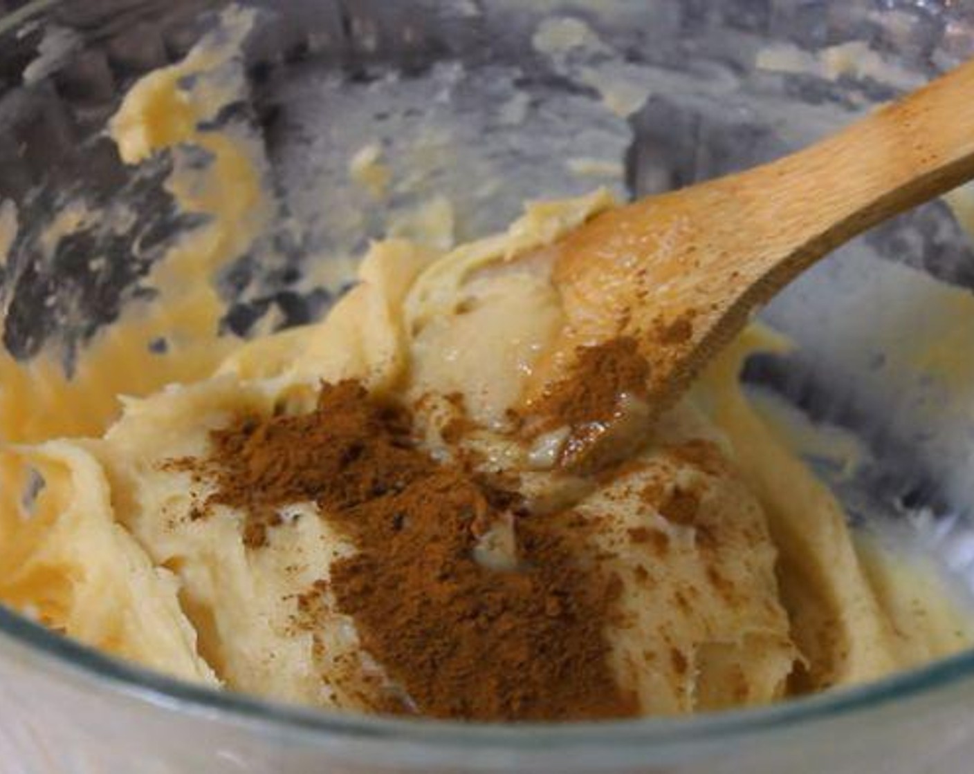 step 2 Transfer the batter to a bowl. Beat with a wooden spoon to spread it out, then add the Farmhouse Eggs® Large Brown Eggs (3) one at a time and mixing after each. Add in the Ground Cinnamon (1/2 tsp).