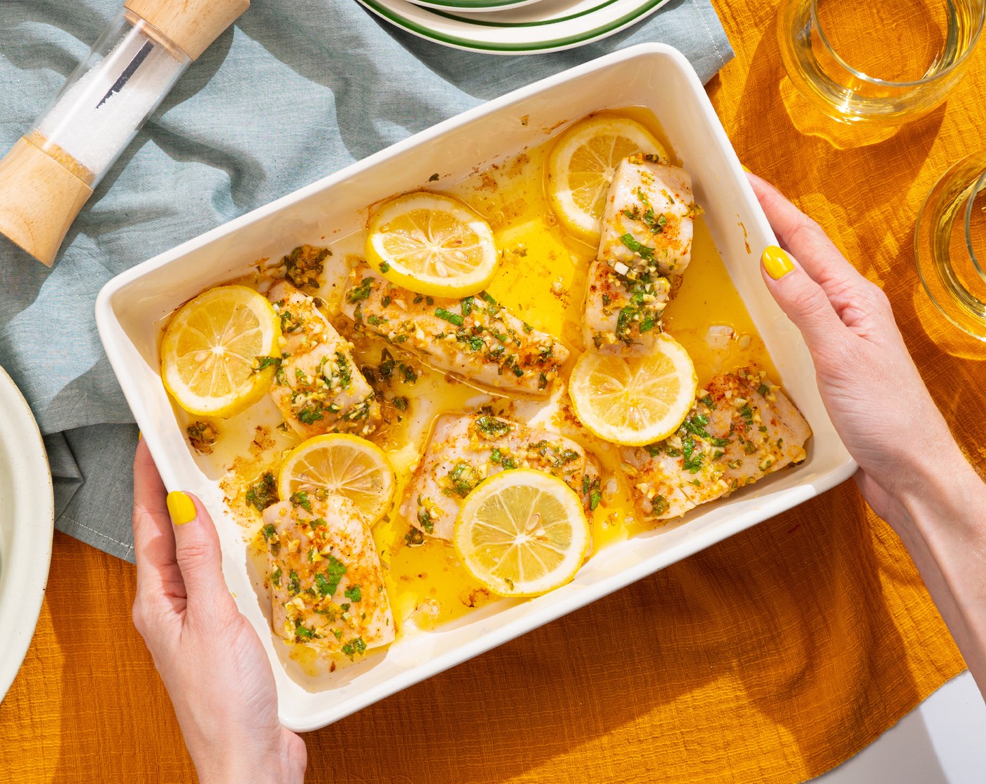 Baked Cod with Garlic Butter Sauce