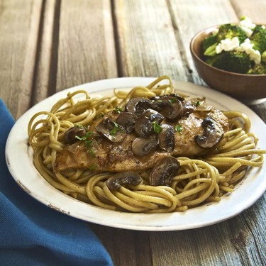Chicken Marsala with Linguine and Roasted Broccoli Recipe | SideChef
