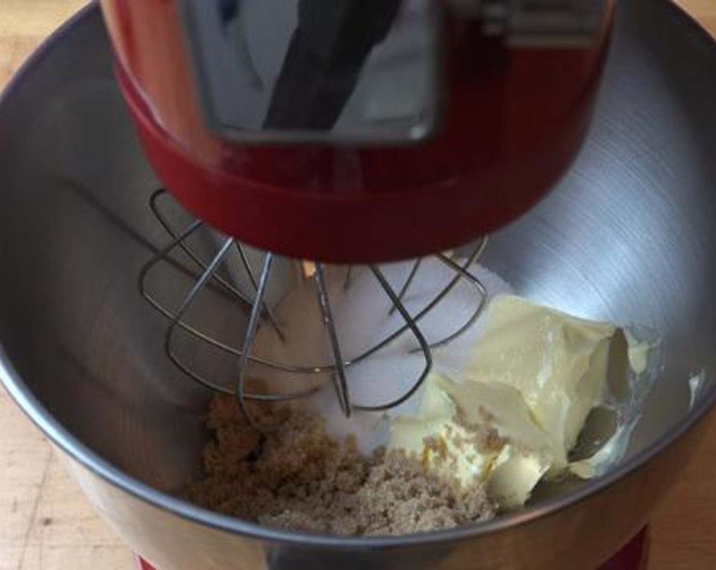 step 2 Inside a mixer, combine together the Butter (1/2 cup), Caster Sugar (1/2 cup), and Brown Sugar (1/2 cup).