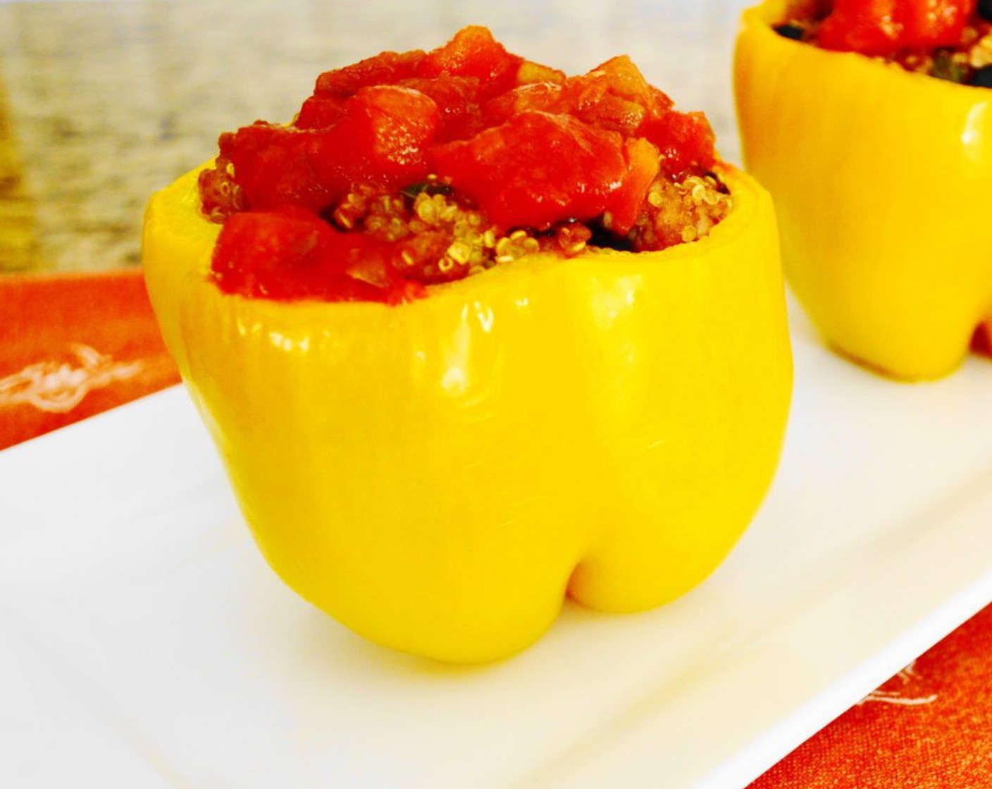 step 11 When they are done, let the stuffed peppers cool for a minute. Top each of them with Salsa (to taste) and serve immediately! Enjoy!