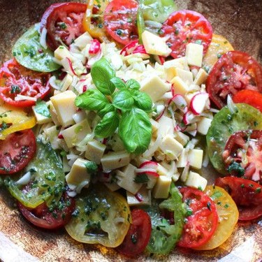 Cheese & Tomato Salad in Herb Vinaigrette Recipe | SideChef