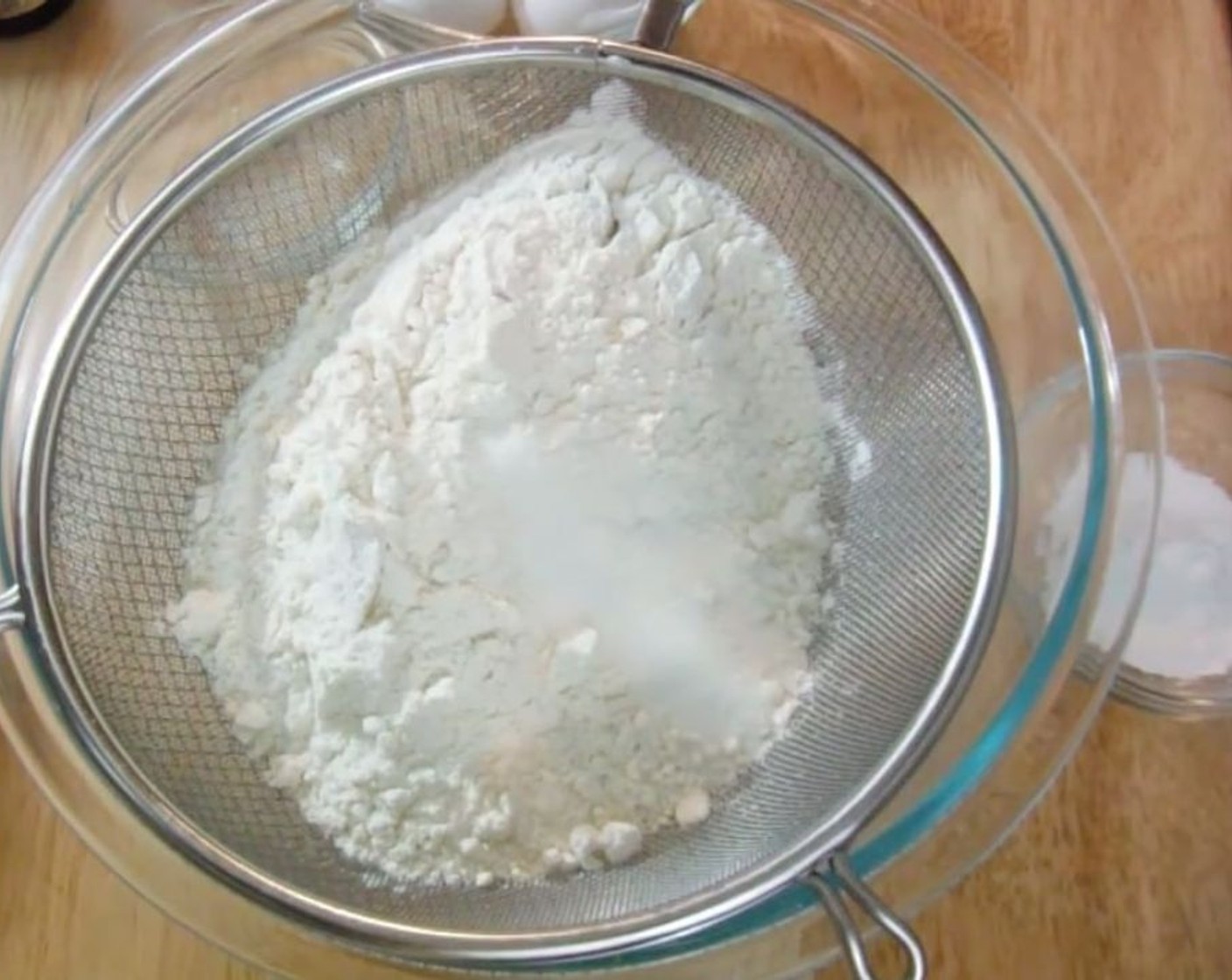 step 4 Sift All-Purpose Flour (2 cups), Baking Powder (1/2 Tbsp), Baking Soda (1/2 Tbsp), and Fine Salt (1/2 tsp) into a medium bowl and set aside.