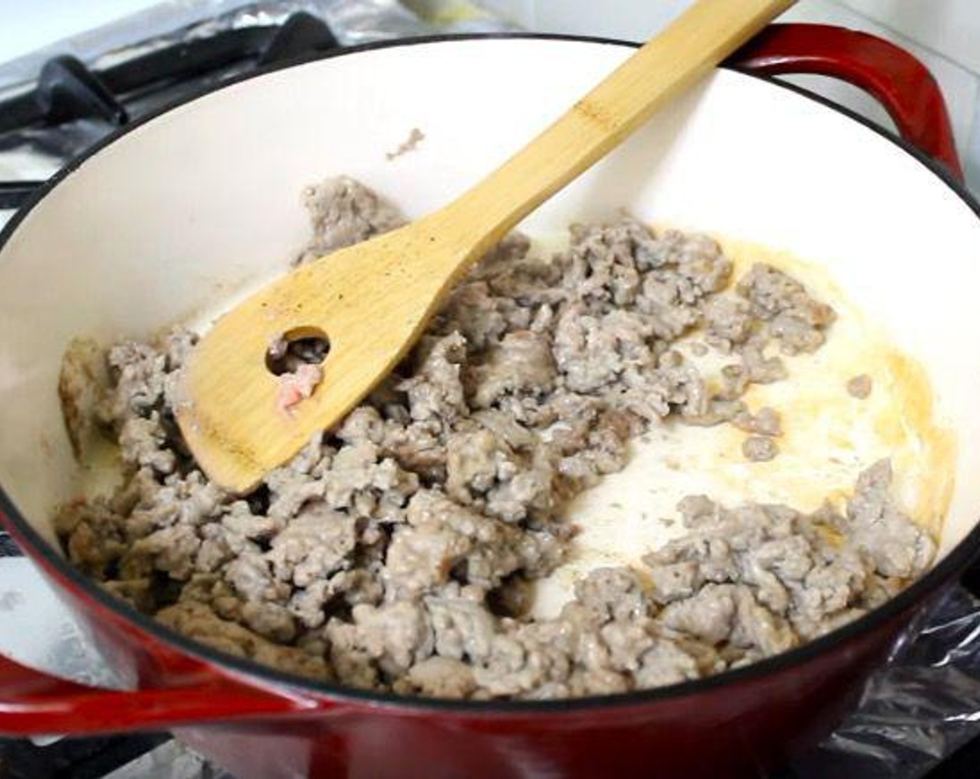 step 1 In a skillet, warm Oil (2 Tbsp). Add Ground Turkey (1 lb) and cook, stirring and breaking up the turkey with a spoon, until meat is browned, about 5-7 minutes. Season with Salt (to taste) and Ground Black Pepper (to taste).