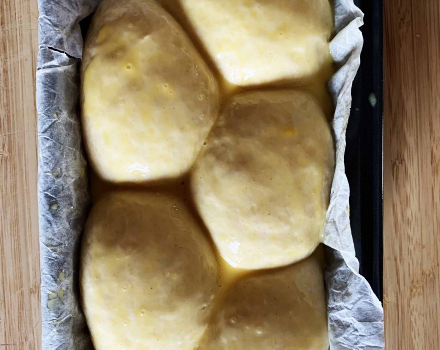 step 9 Next, brush it with a mix of Eggland's Best Classic Egg (1) and a splash of milk. Let it rest 1 more hour.
