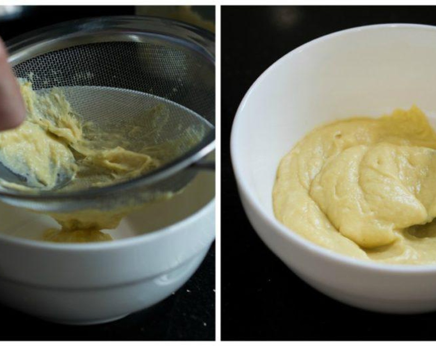 step 1 Run the Durian Pulp (1 cup) through a sturdy mesh strainer. Use the back of a large spoon to push the pulp through the strainer.