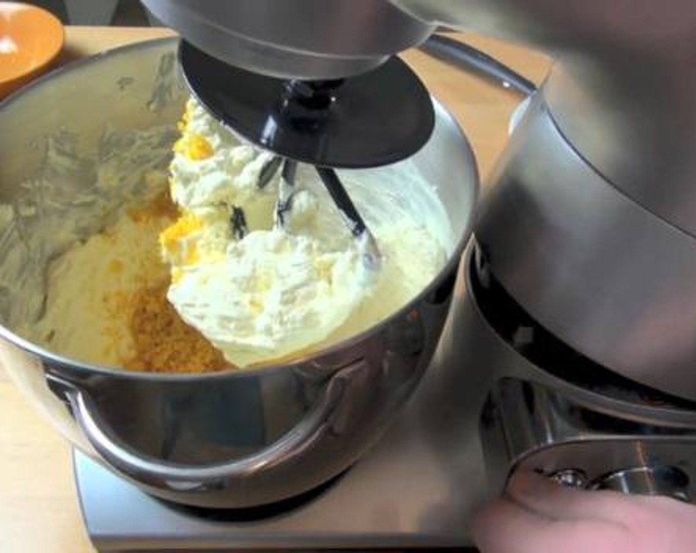 step 2 In a blender, blend together Cream Cheese (3 1/4 cups), Sour Cream (1 cup), zest of two Oranges (2), and juice of one orange. Set aside.