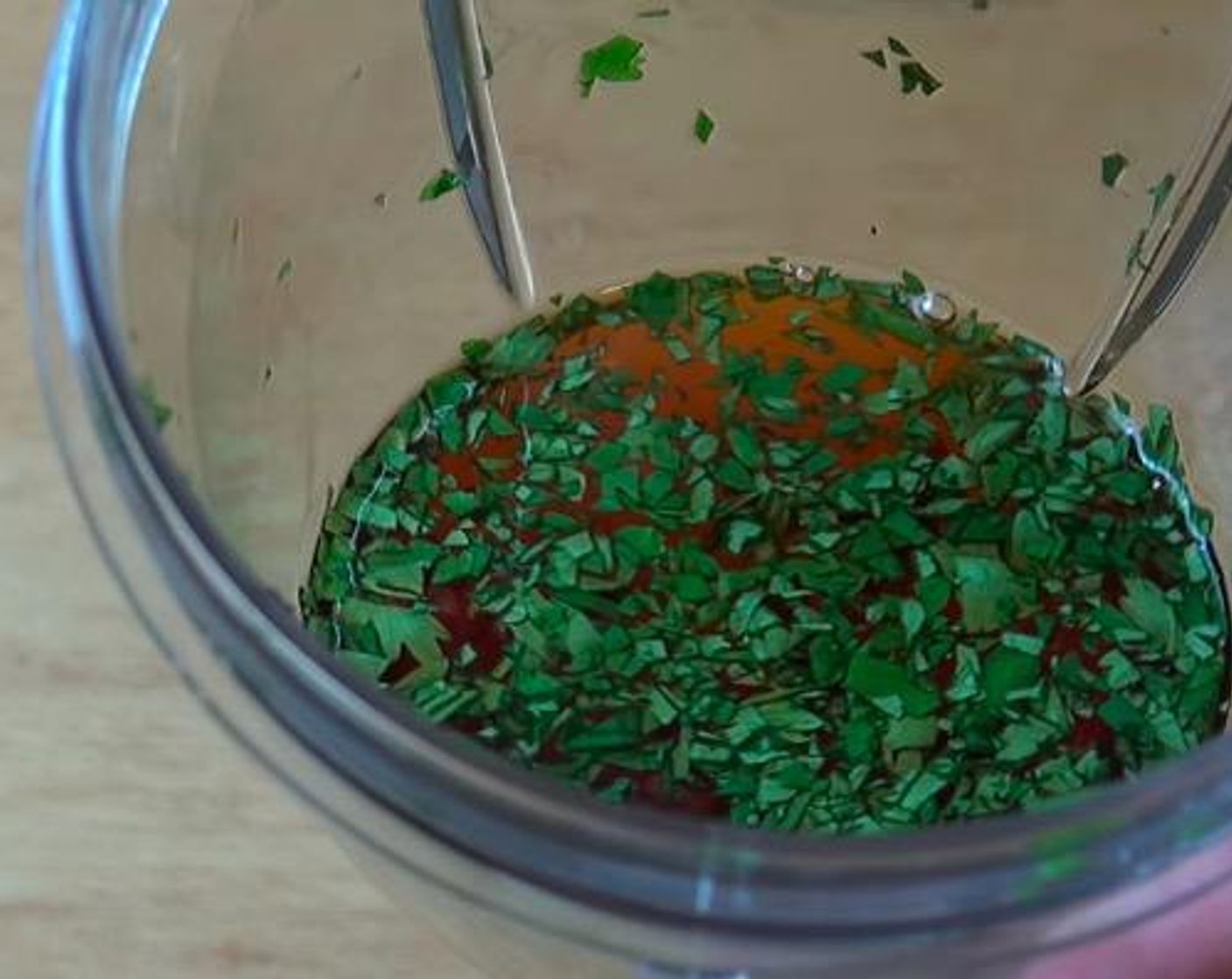 step 1 In a jam jar, add the juice from Limes (2), Fresh Cilantro (1 Tbsp), Red Chili Pepper (1), and Soy Sauce (1/2 Tbsp). Put a lid on and shake to combine. Set aside.