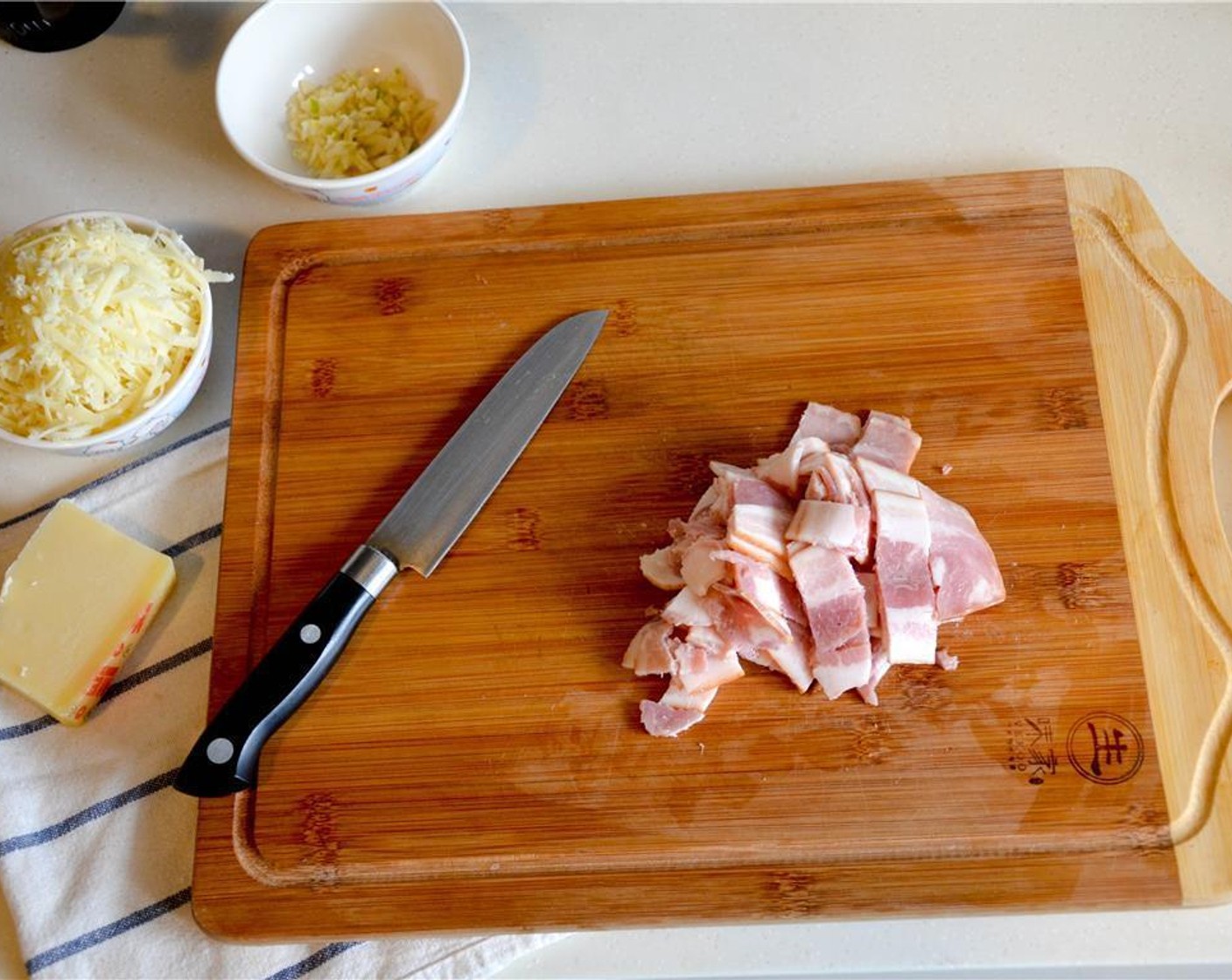 step 5 Slice the Bacon (7 oz) into cubes.