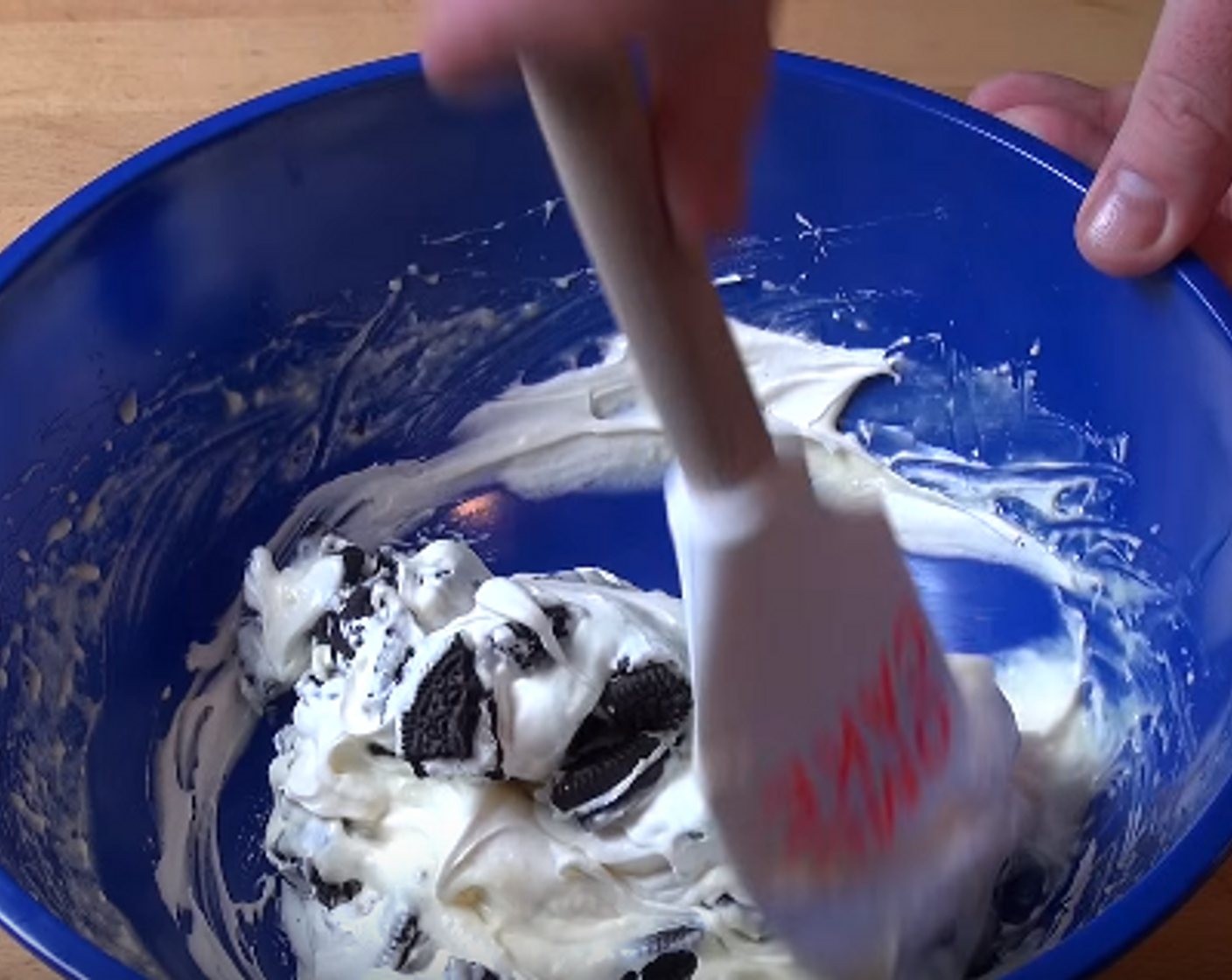 step 4 Fold in the Oreo® Chocolate Sandwich Cookies (16). Spoon the mixture into serving glasses and garnish with extra Oreos. Chill for an hour or until set.