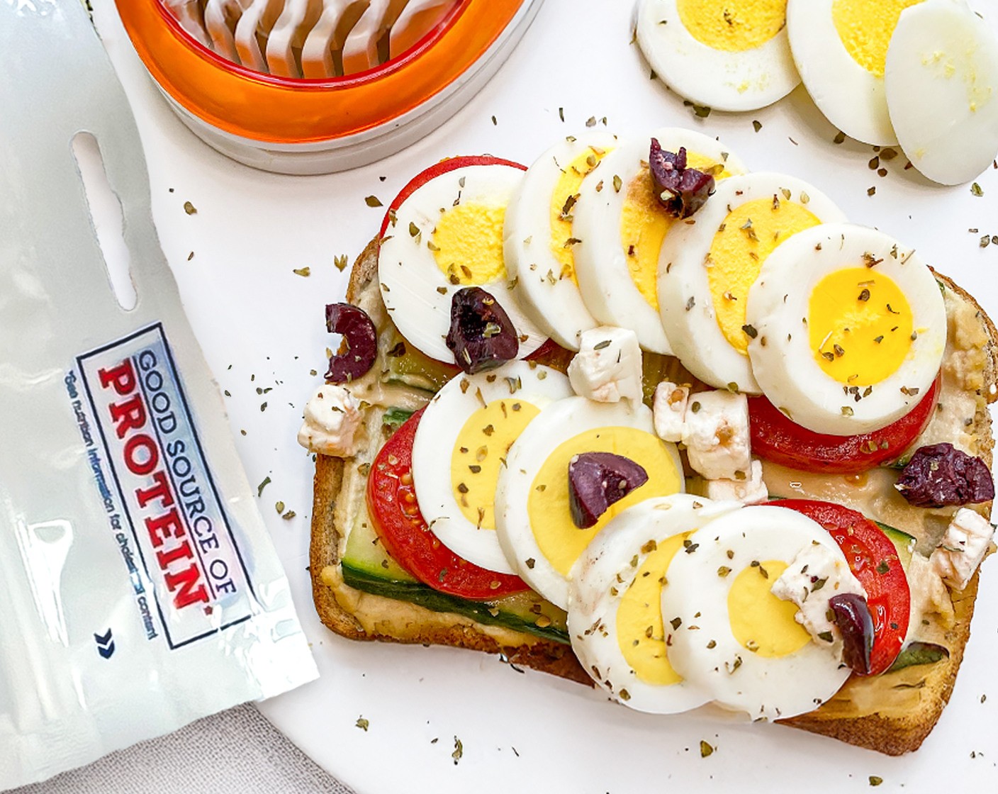 Greek Toast with Hard-Cooked Peeled Eggs
