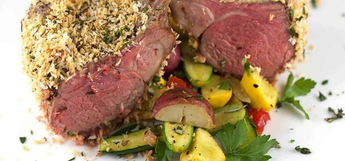 Panko Herb Crusted Rack of Lamb with Vegetables Recipe | SideChef