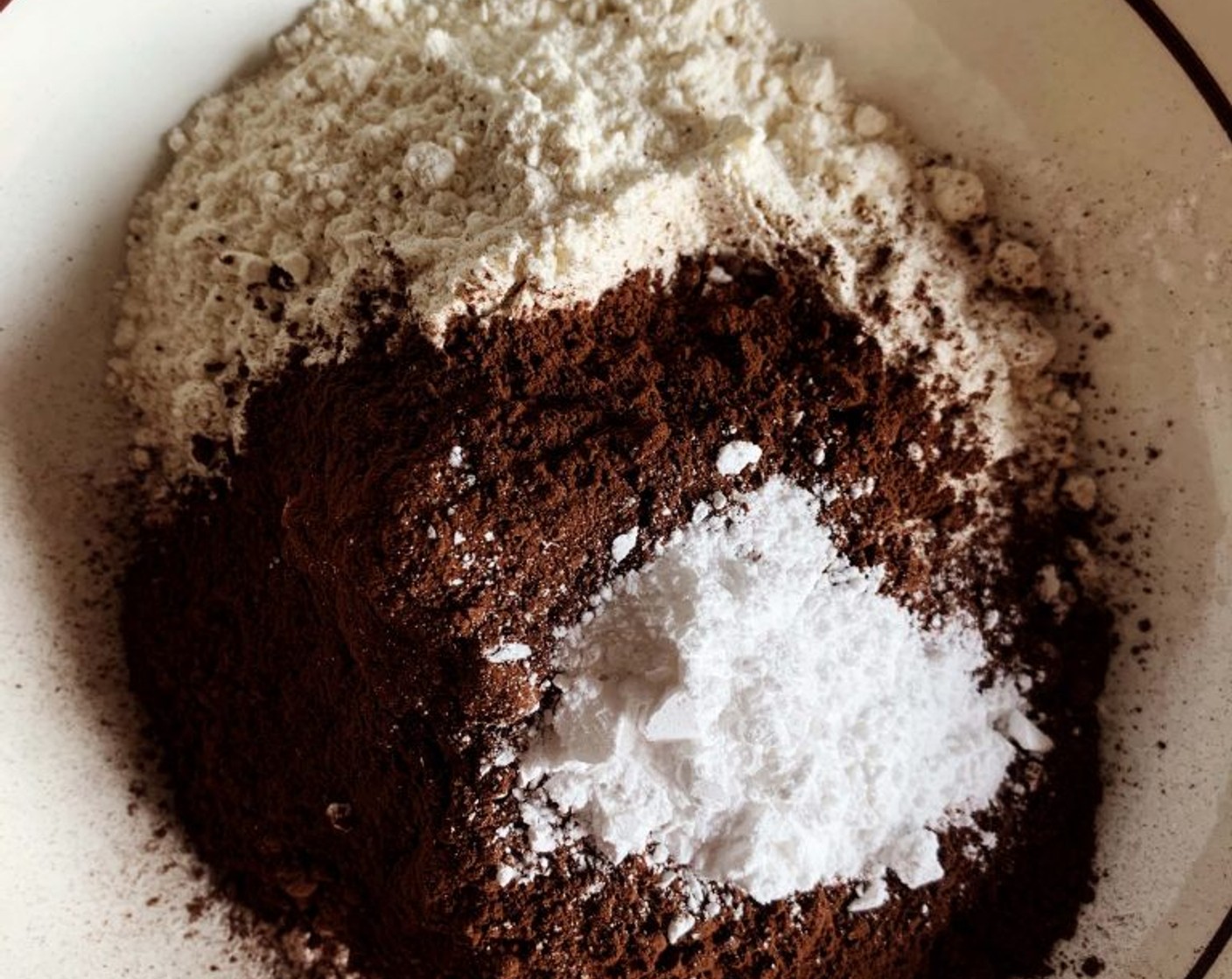 step 4 In a separate bowl combine Whole Wheat Flour (3/4 cup), Unsweetened Cocoa Powder (3/4 cup), Corn Starch (1/4 cup), and Baking Powder (0.5 oz).