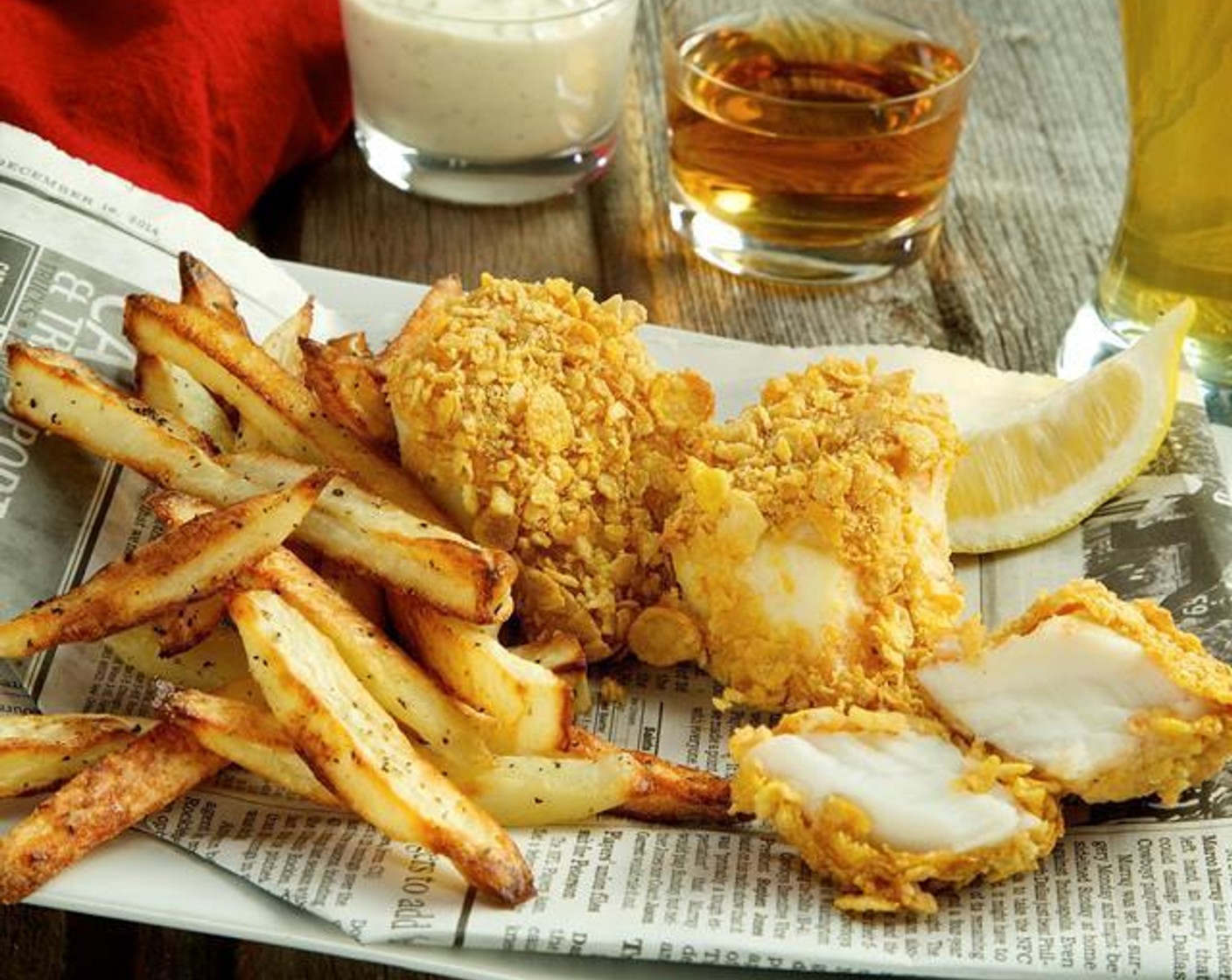 Baked Fish and Chips with Tartar Sauce