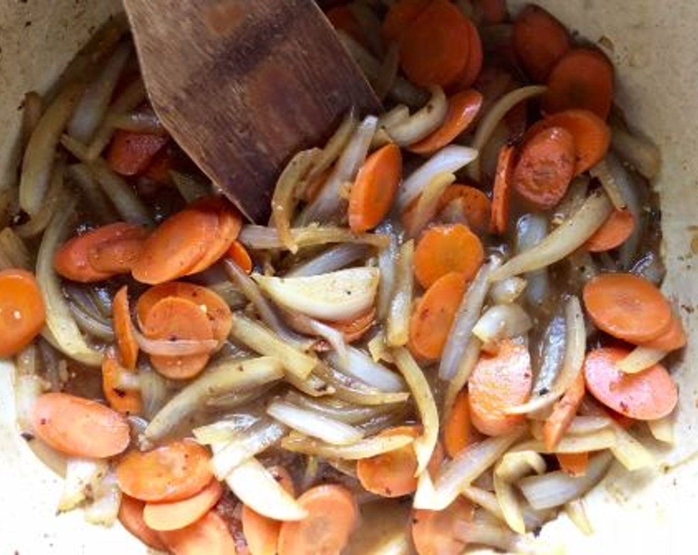 step 2 Add the Onions (2 cups), Carrot (1 cup), and White Miso Paste (1 Tbsp) to the pot; sauté for about 2 minutes, stirring occasionally. Add the Dry White Wine (1/2 cup); cook for 1 minute, scraping the bottom of the pot to loosen any browned bits.