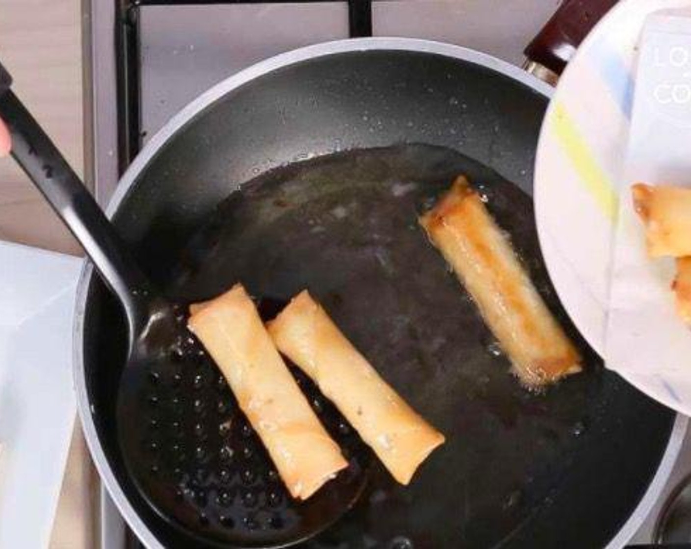 step 5 Heat the Vegetable Oil (as needed) in the pan and deep fry the rolls for 3 to 4 minutes until the rolls turn a golden brown color. Served hot with sauce of your choice and enjoy!