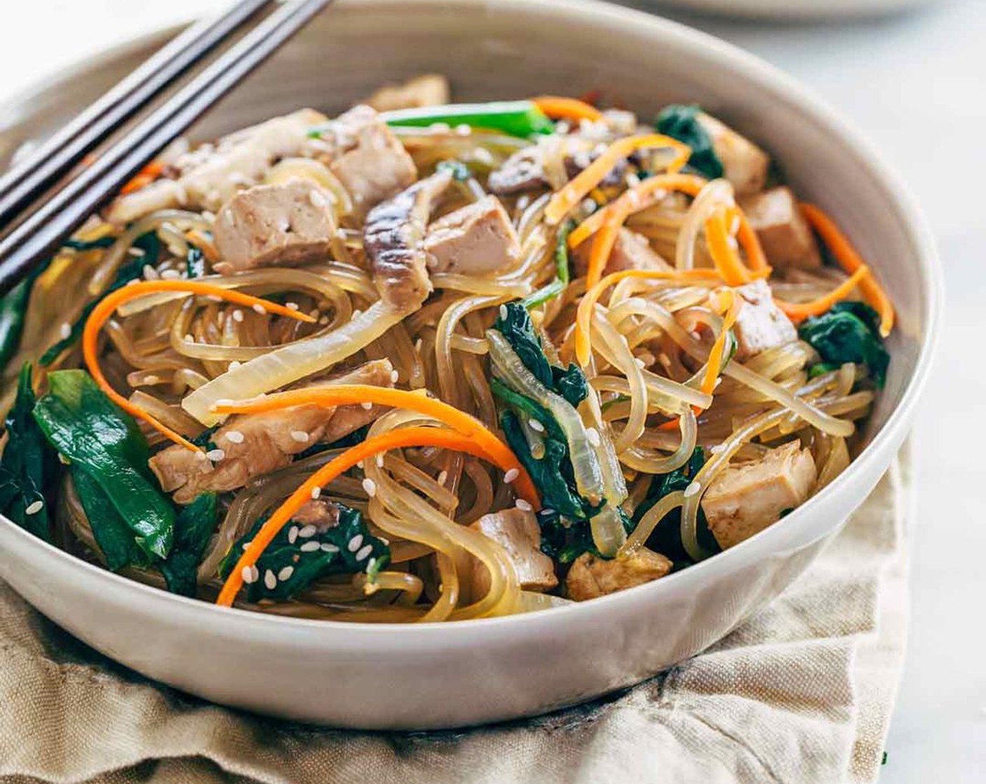 Japchae Korean Glass Noodles with Tofu