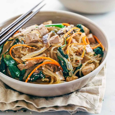Japchae Korean Glass Noodles with Tofu Recipe | SideChef