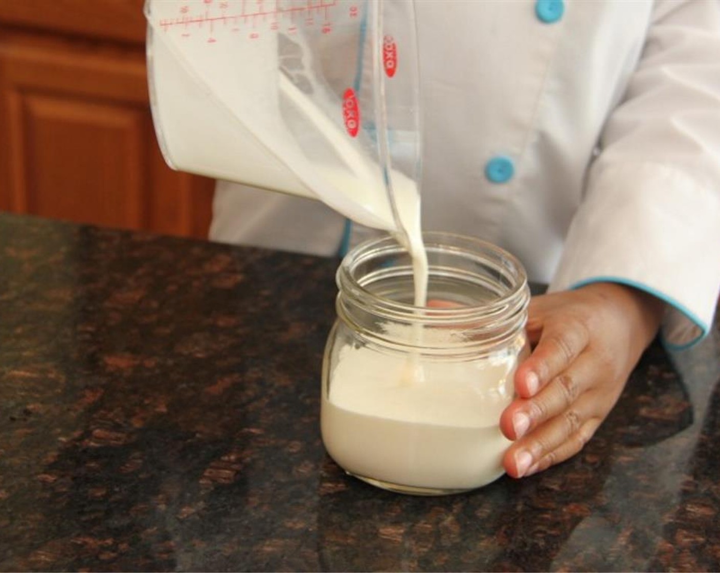 step 7 For the homemade whipped cream, add the Heavy Cream (1 cup), Vanilla Extract (1 tsp), and Granulated Sugar (3 Tbsp) in a tightly closed mason jar and then shake for a couple of minutes until thick and creamy.