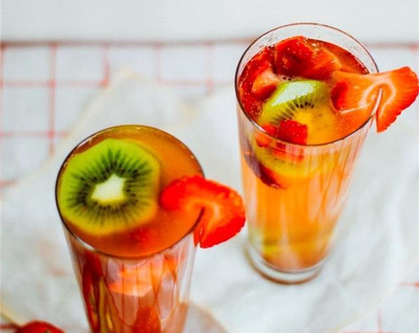 Strawberry Kiwi Champagne Cocktail