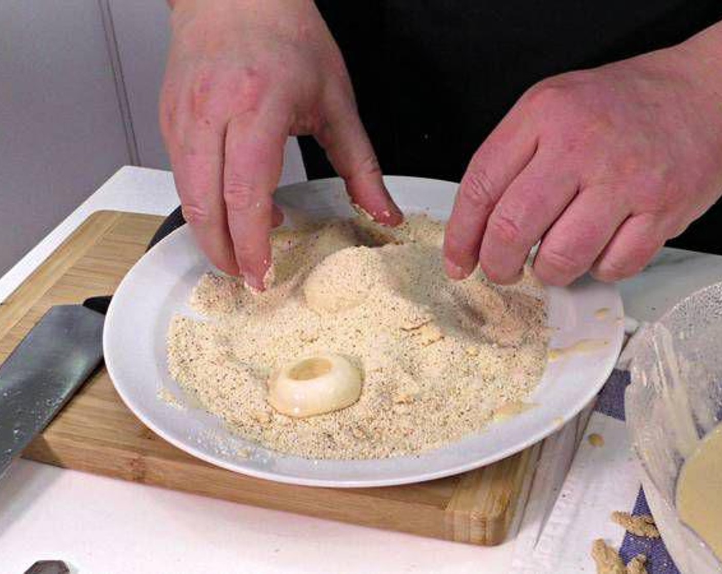 step 5 Next, cover rings thoroughly in Breadcrumbs (as needed) to make them crunchy.