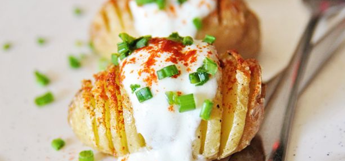 Hasselback Potatoes with Creamy Yogurt Sauce Recipe SideChef