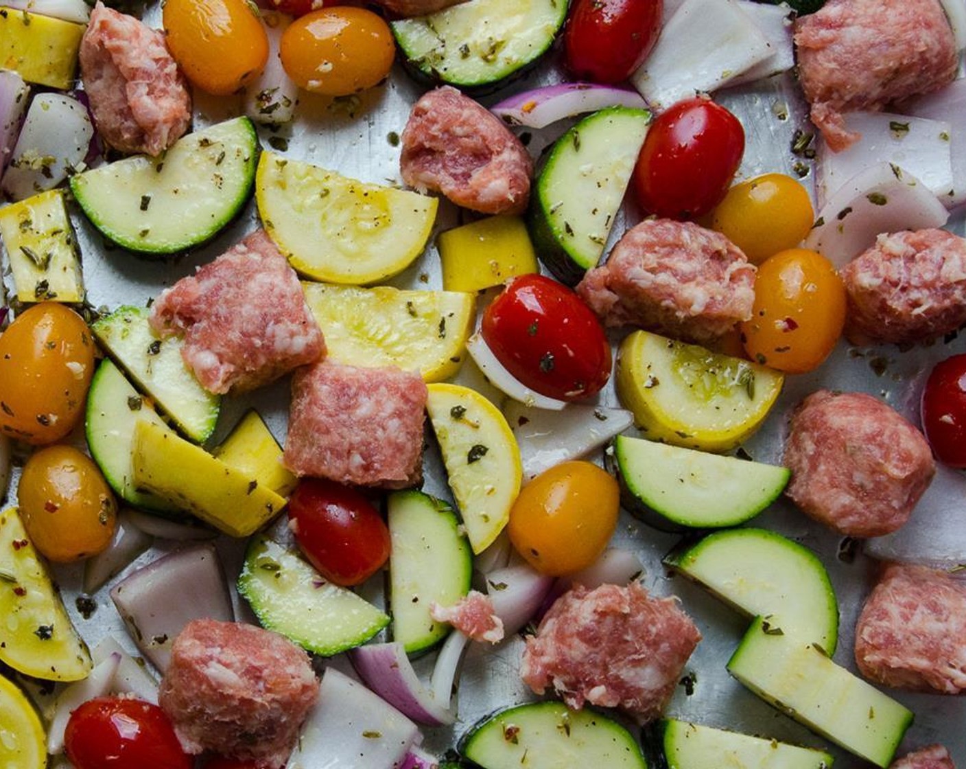 step 5 Add the Italian Sausage Link (1 lb) and spread everything into an even layer on the baking sheet. Roast for 35 to 40 minutes.