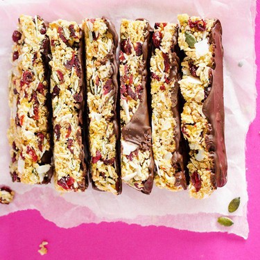 Chocolate-Dipped Chewy Granola Bars Recipe | SideChef