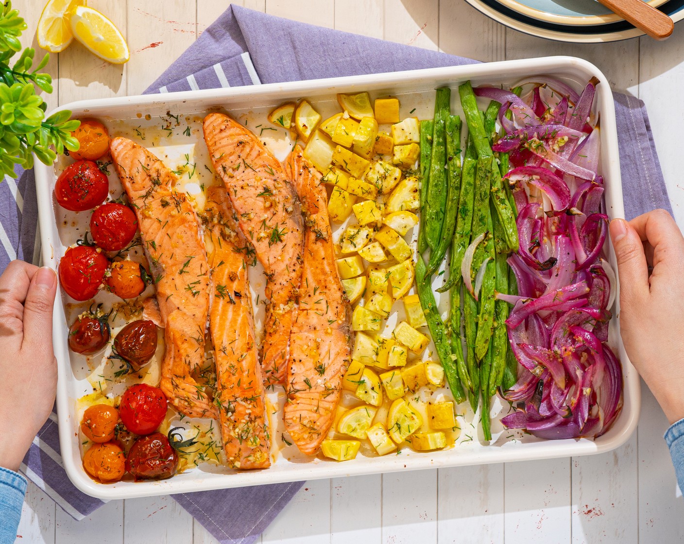 Easy Sheet Pan Salmon with Rainbow Veggies