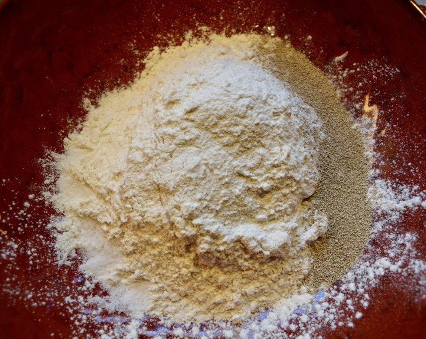 step 1 Combine All-Purpose Flour (2 3/4 cups), Active Dry Yeast (1 Tbsp), Salt (1 tsp) and Honey (1 tsp) in a large bowl. When adding these make sure to keep the salt on one side of the bowl opposite to the yeast.