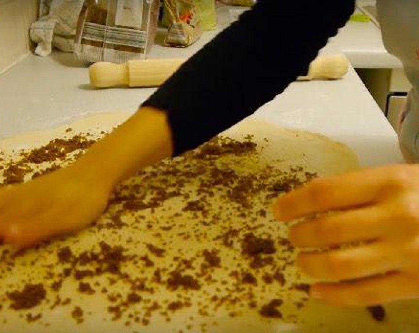 step 5 Add the Muscovado Sugar (1 Tbsp) and spread all over the dough, removing the excess.